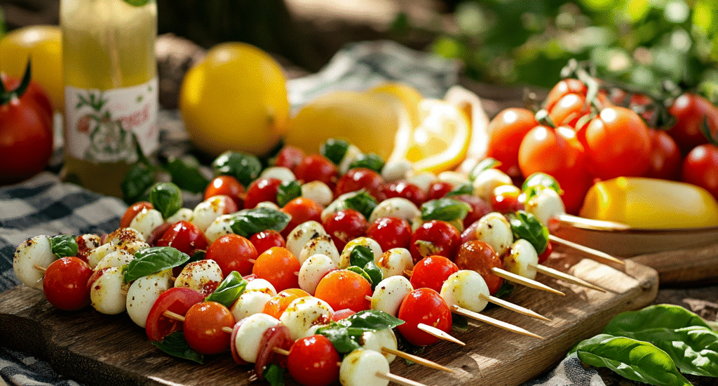 Mini Caprese Skewers with Basil‑Lemon Drizzle