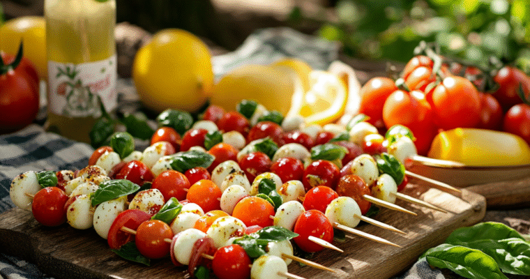 Mini Caprese Skewers with Basil‑Lemon Drizzle