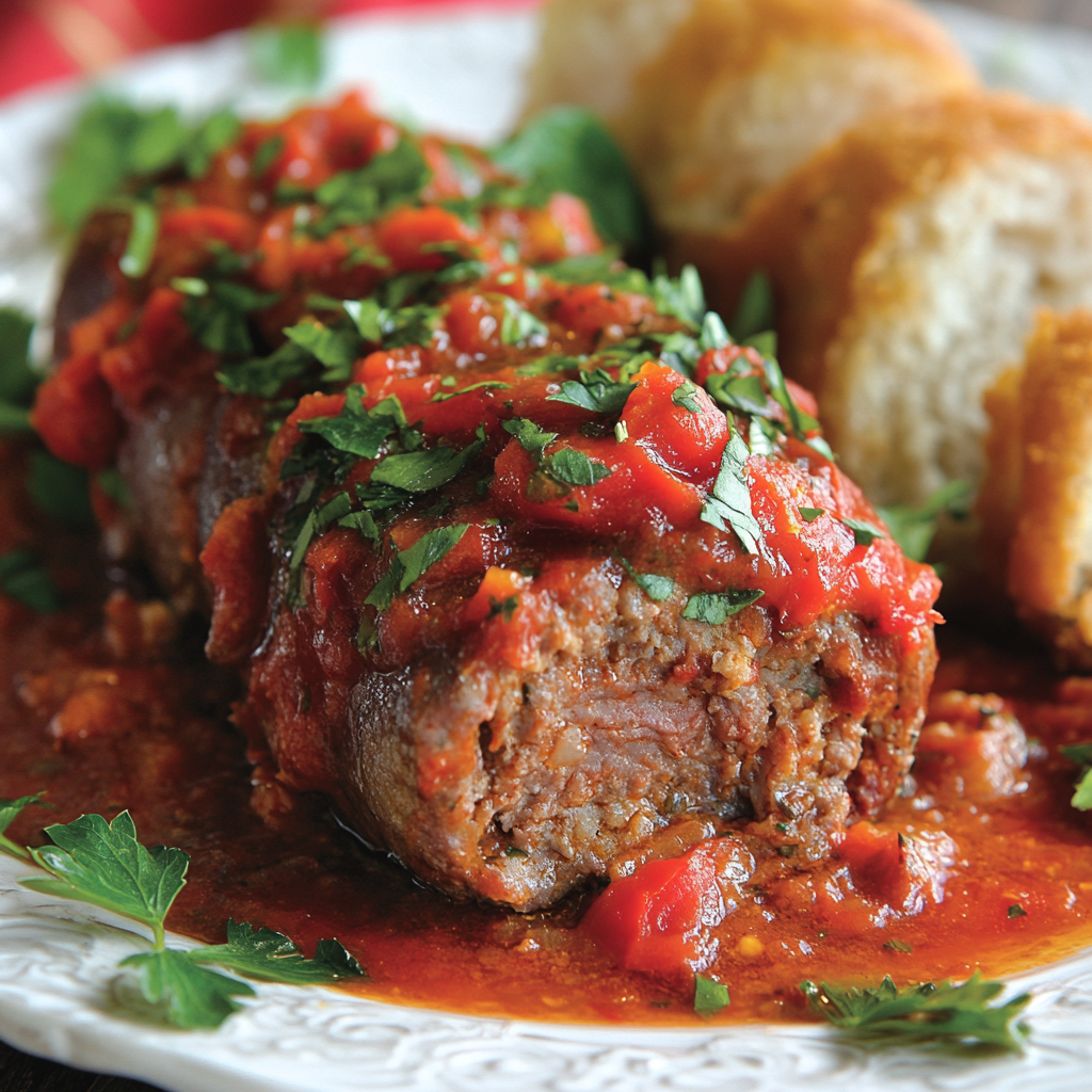 Italian Braciole with Red Peppers