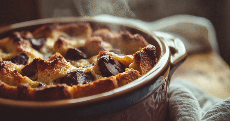 Decadent Chocolate Bread Pudding with Vanilla Sauce – Easy Dessert Recipe