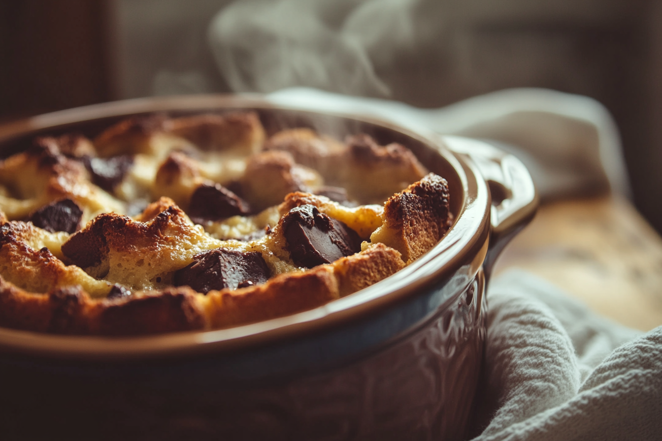Decadent Chocolate Bread Pudding with Vanilla Sauce – Easy Dessert Recipe