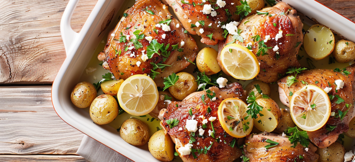 Greek Lemon Chicken with Roasted Baby Potatoes