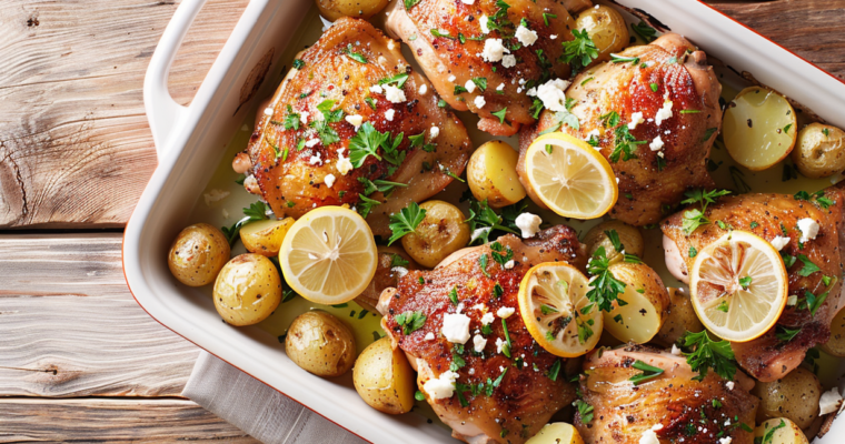 Greek Lemon Chicken with Roasted Baby Potatoes