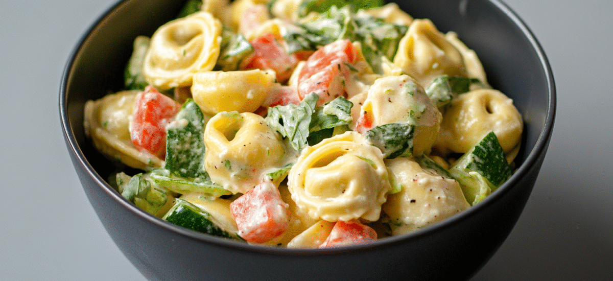 Creamy Lemon Basil Tortellini Salad