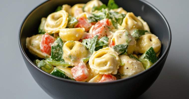Creamy Lemon Basil Tortellini Salad