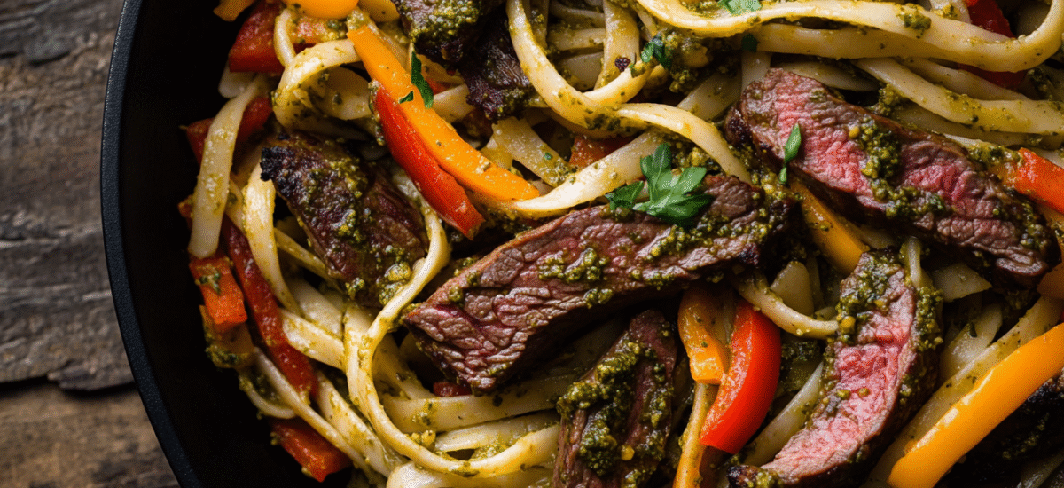 Pesto Pepper Steak