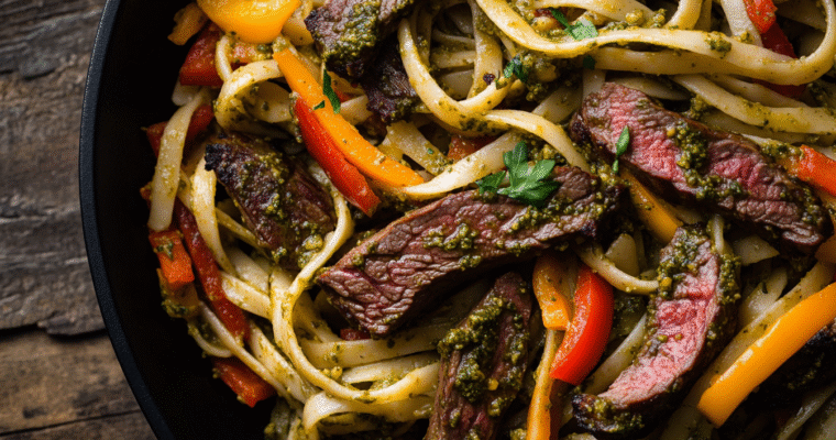Pesto Pepper Steak